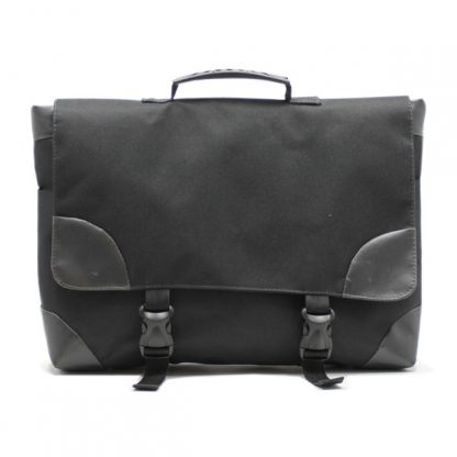сумка портфель простой для ноутбука лептом без молнии черный экокожа спереди