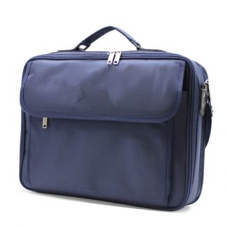 портфель деловой мужской для ноутбука синий деловой сбоку