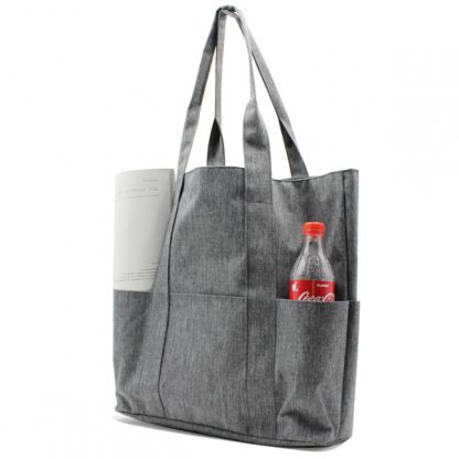 сумка пляжная городская с карманами серая женская с бутылкой