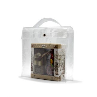 сумка из прозрачной плёнки для подарков сбоку