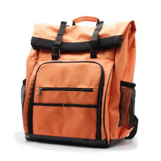 рюкзак-скрутка-большой максимальный для доставки и курьеров оранжевый сбоку