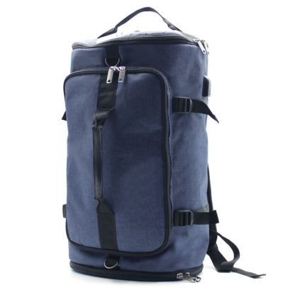 сумка рюкзак синий с лямками и ручками сбоку