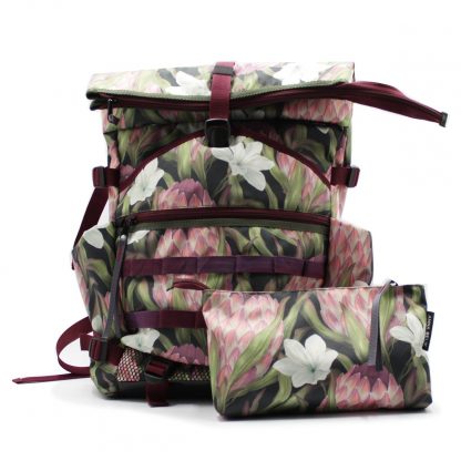 Рюкзак большой вместительный с принтом цветами с косметичкой